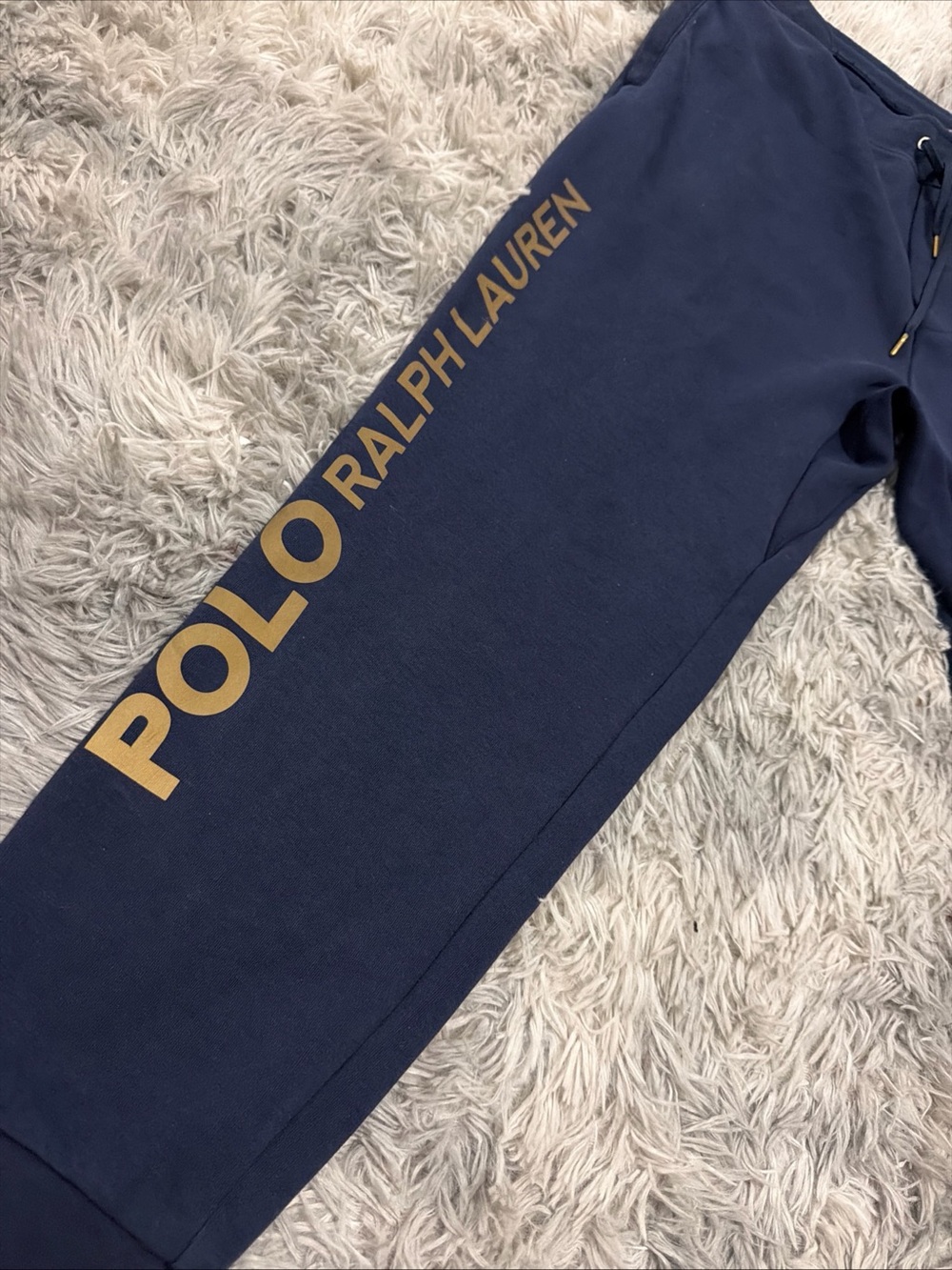 Polo Ralph Lauren Men's Size XL Navy Gold Logo Double Knit Jogger Pants - Picture 2 of 5